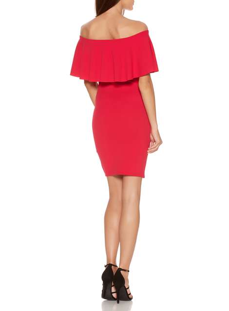 **Quiz Red Big Frill Bardot Dress